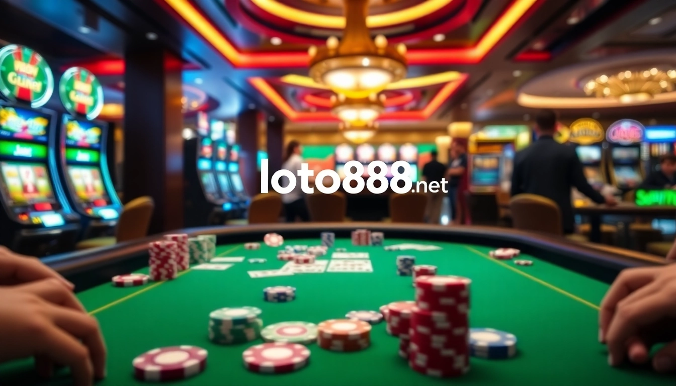 Experience the excitement of gambling at loto188.gb.net with vibrant casino tables and poker action.