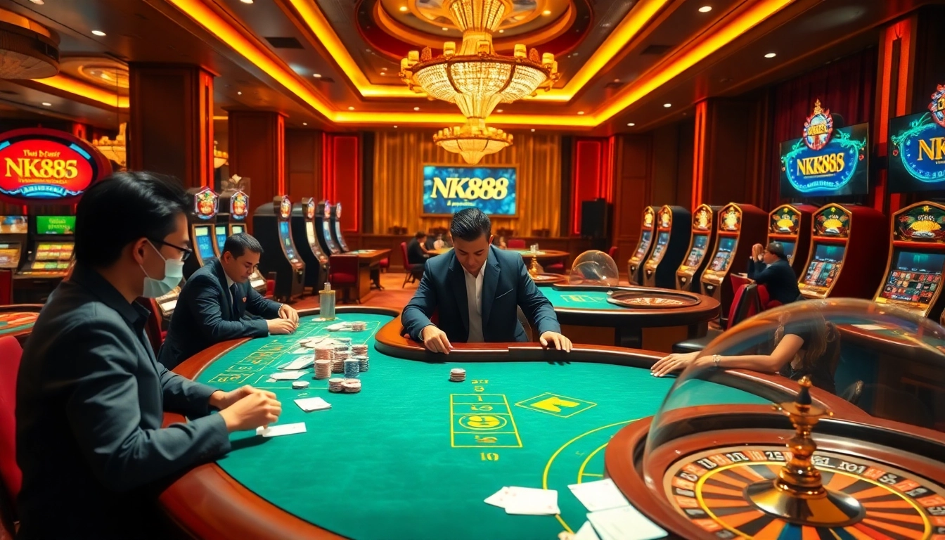 Exciting casino atmosphere with live gaming elements showcasing https://nk88zz.bio/ as a premier gambling destination.