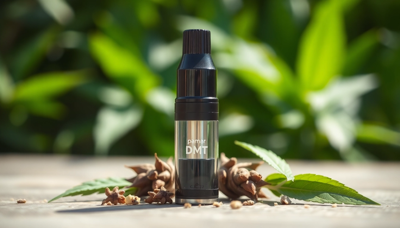 Buy DMT online with a high-quality vape cartridge surrounded by natural elements.