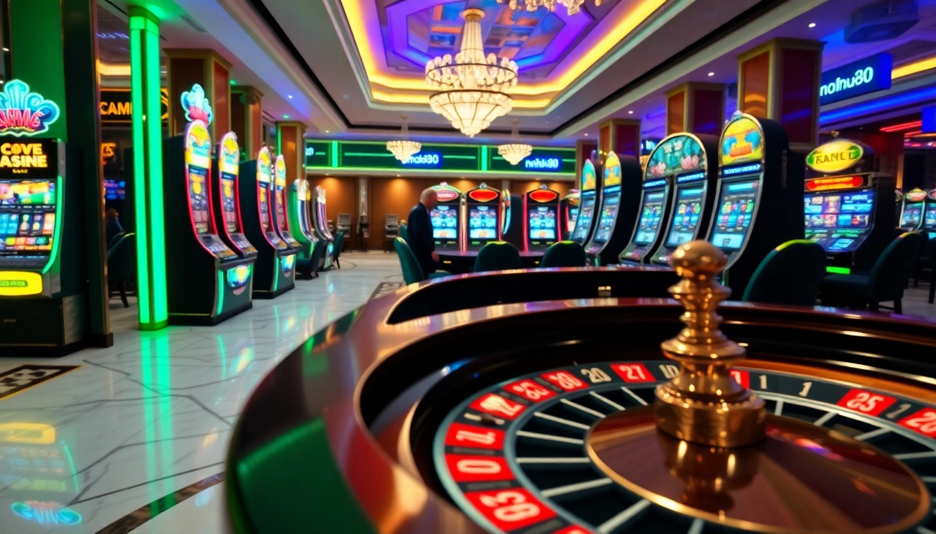 Players enjoying the exhilarating games of nohu90 at a luxurious casino atmosphere.