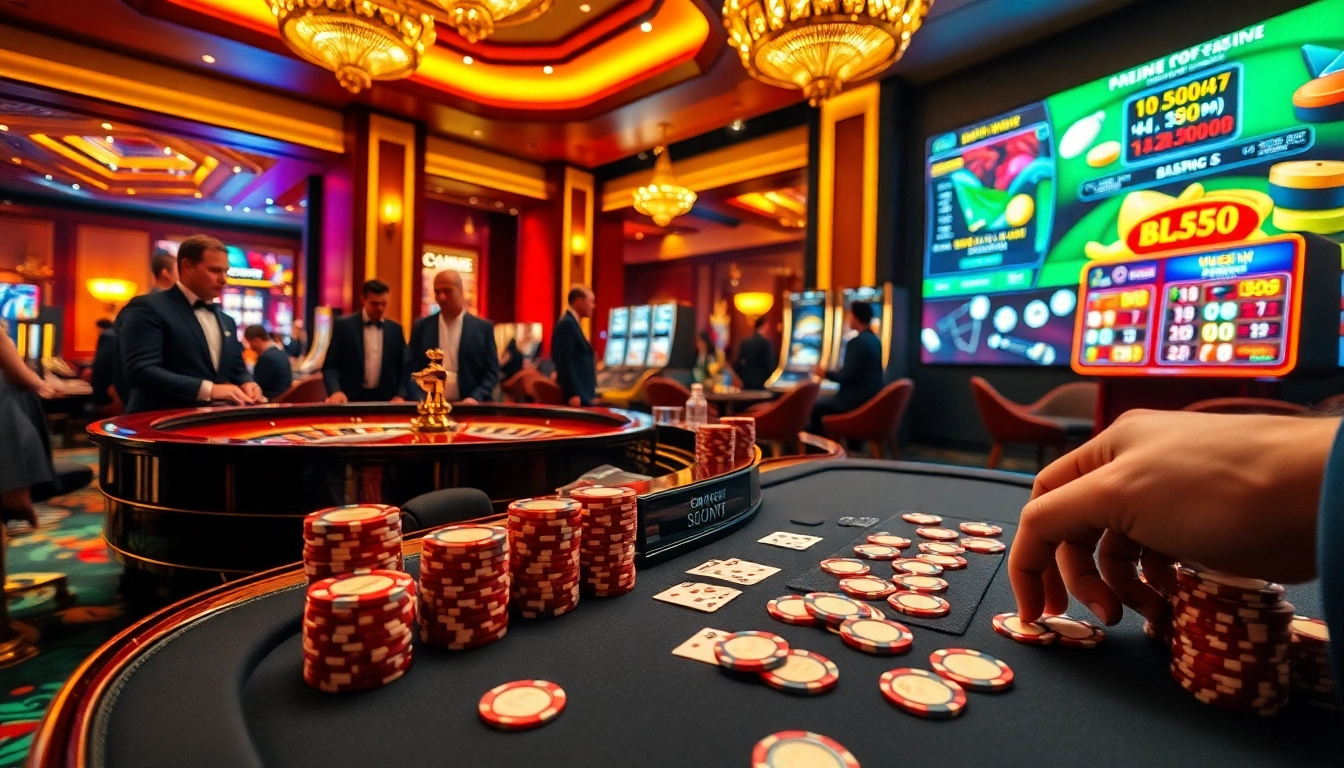 Engaging scene of poker and roulette reflecting the excitement of gaming, highlighting BL555.