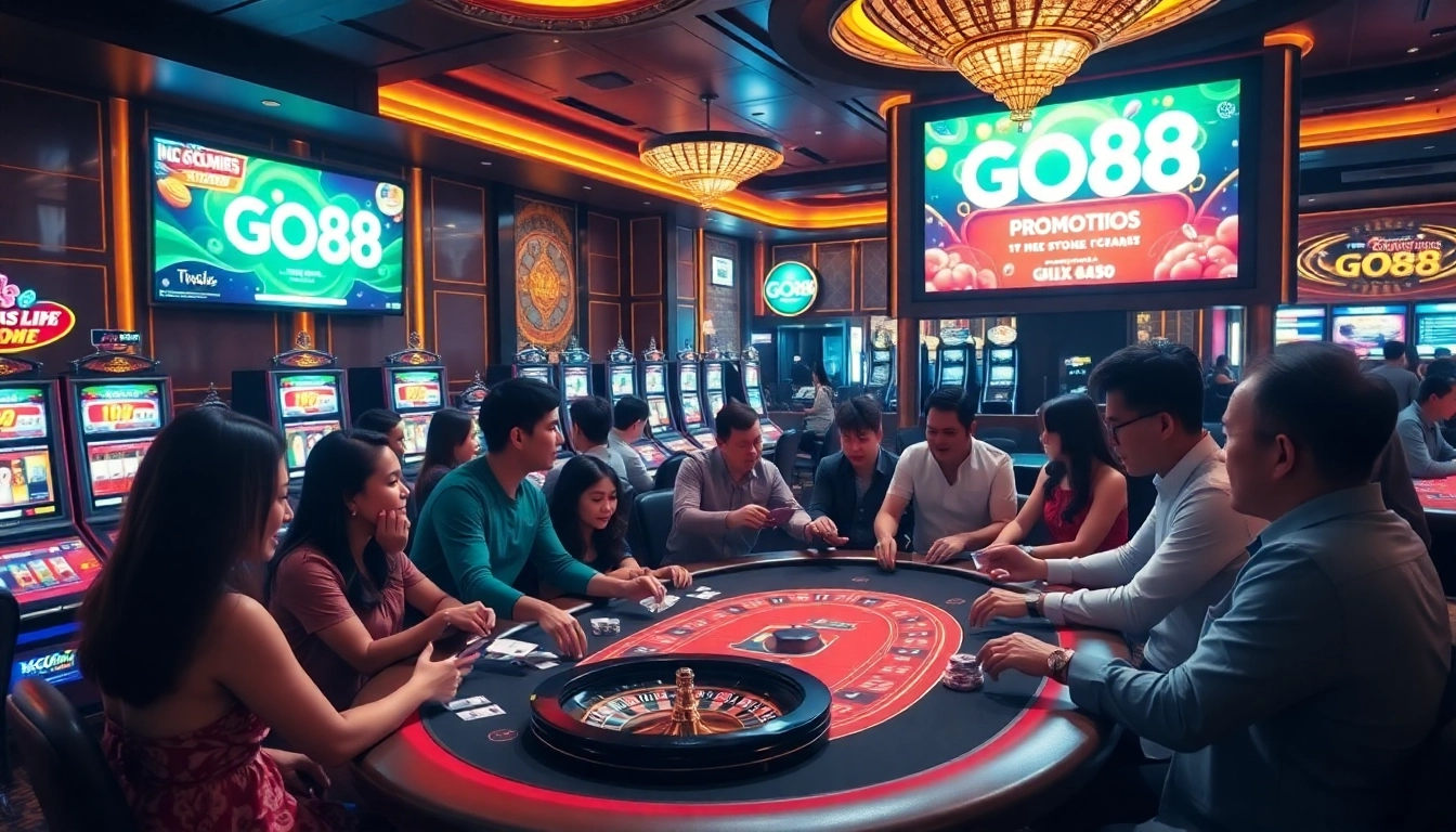 Enjoying gameplay at GO88 with vibrant slot machines and immersive poker tables.