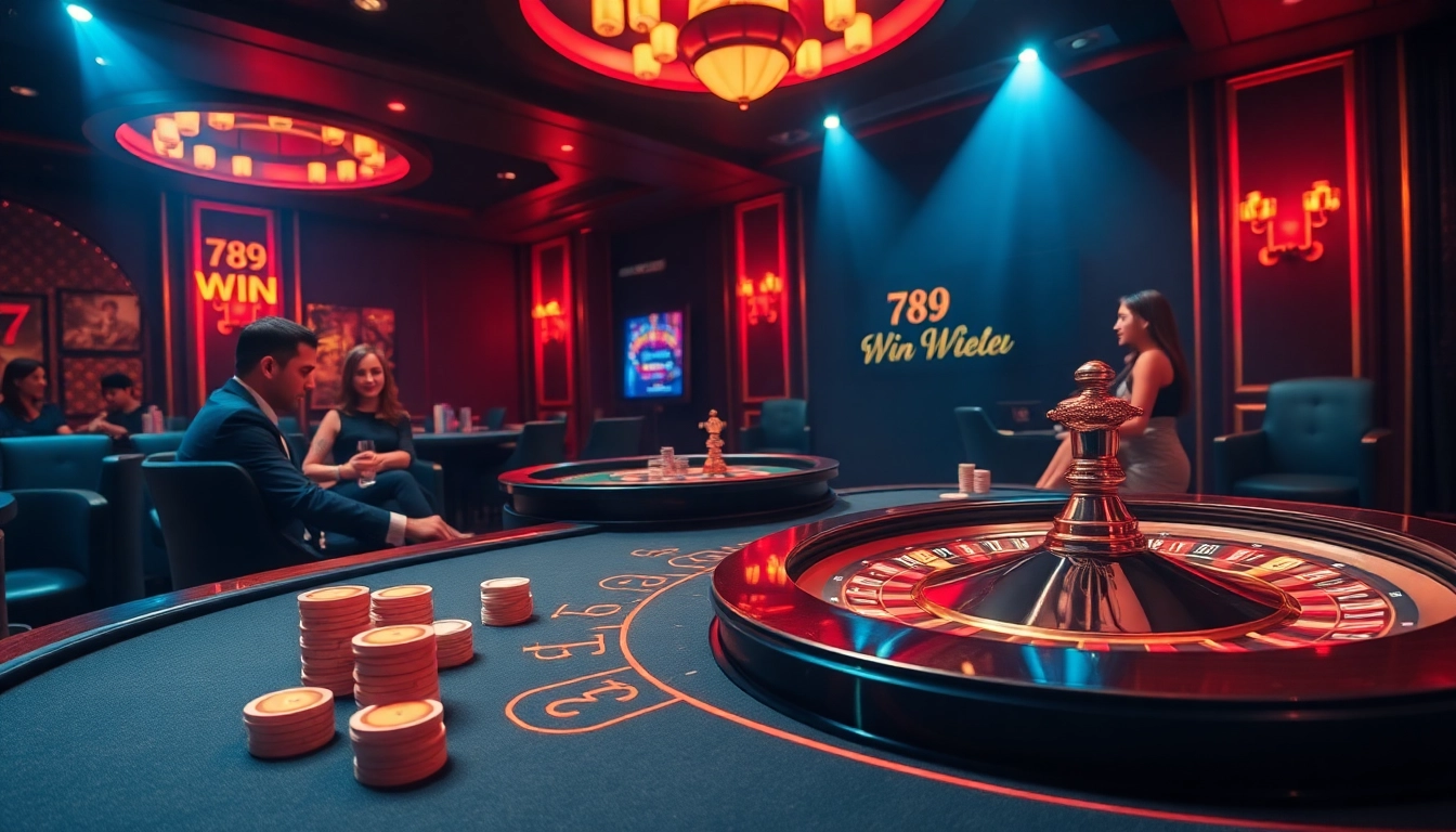 Experience the excitement of 789 win with vibrant casino action featuring poker chips and roulette.