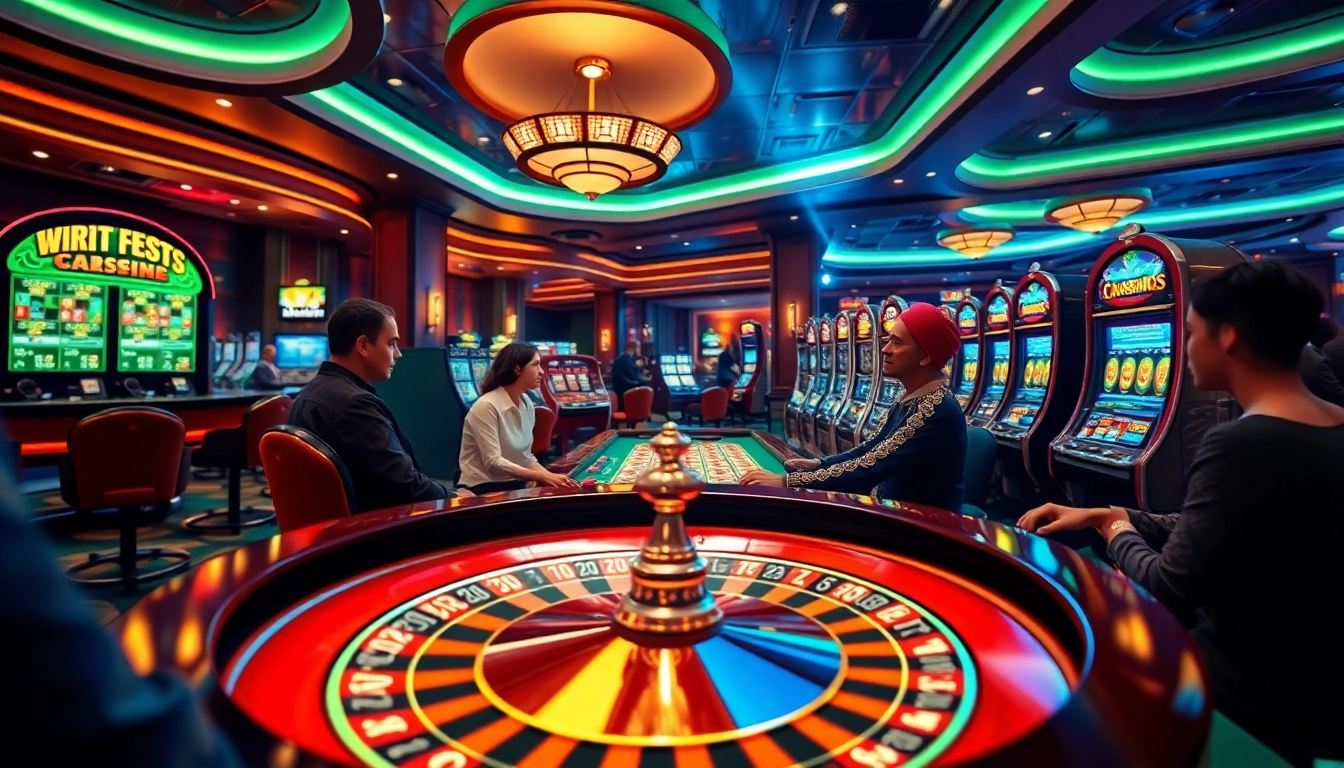 Exciting gambling scene at https://s8media.com/ showcasing a vibrant roulette wheel and engaged players.