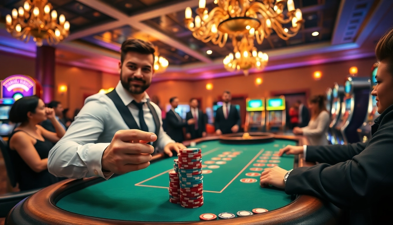 Hành động chơi poker hấp dẫn tại Cakhiaz.vip, thể hiện không khí casino sống động.