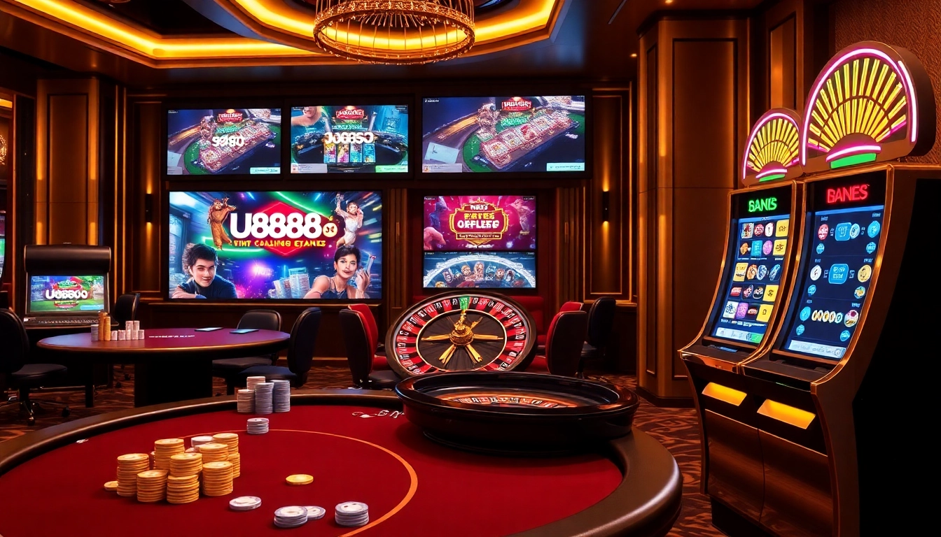 U888 showcases an engaging online casino experience with poker and slot games.